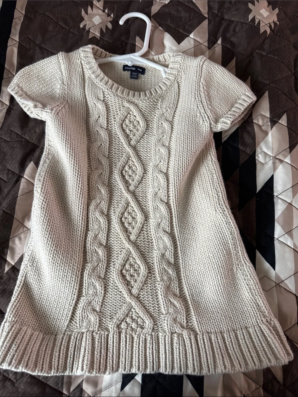 GAP Cream Cable Knit Short Sleeve Dress